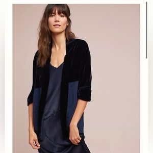 Anthropologie velvet kimono in navy blue